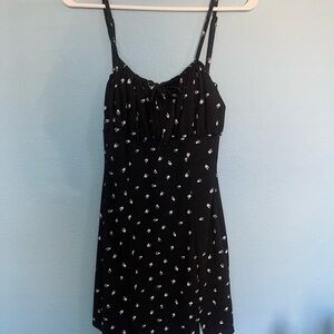 black and white, mini dress, tie in the front